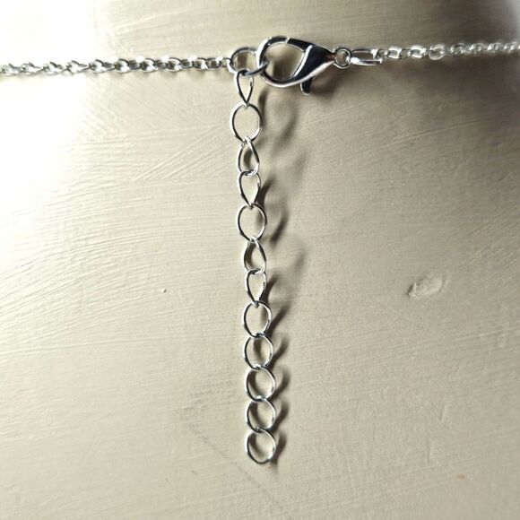 Lava Melt Water Drip Necklace - Silvertone - Picture 6 of 6